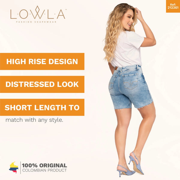 Lowla 232361 | High Rise Butt Lifter Shorts Denim Distressed Jeans for Women