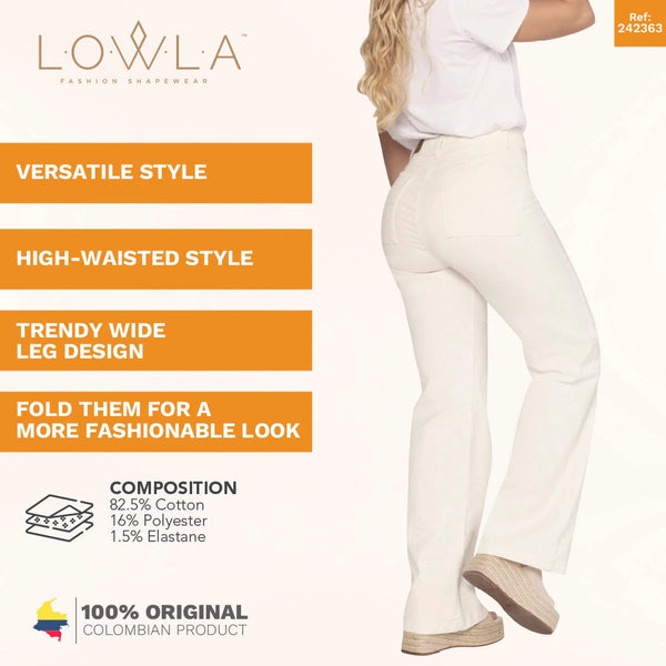 Lowla 242363 | High Waisted White jeans for Women Straight Leg