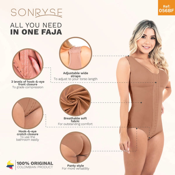 SONRYSE 056BF | Panty Bodysuit Shapewear with Built-in Bra | Postpartum and Daily Use | Powernet