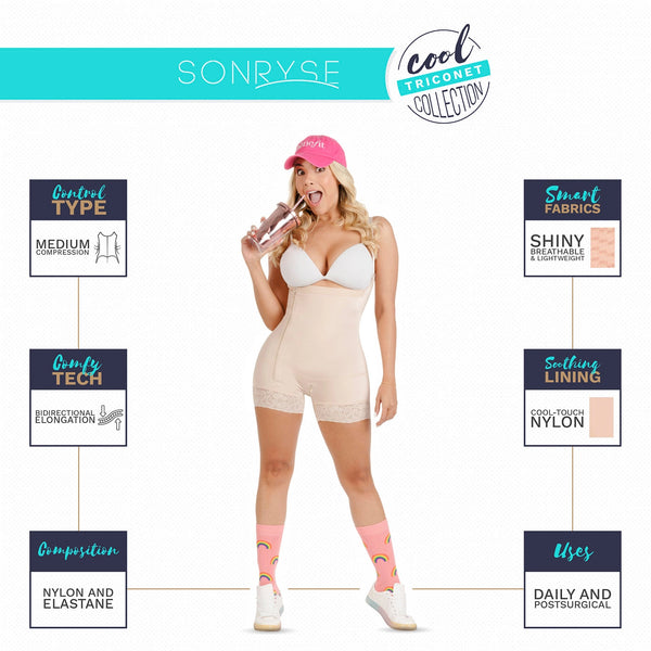 SONRYSE TR103 Colombian Shapewear  Bodysuit with Bra | Post Surgery Body Shapers with Sleeves | Stage 1 Faja  / Triconet