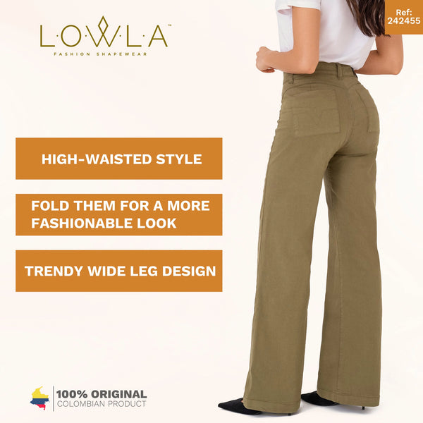 High Waisted White Straight Leg jeans for Women Lowla 242455