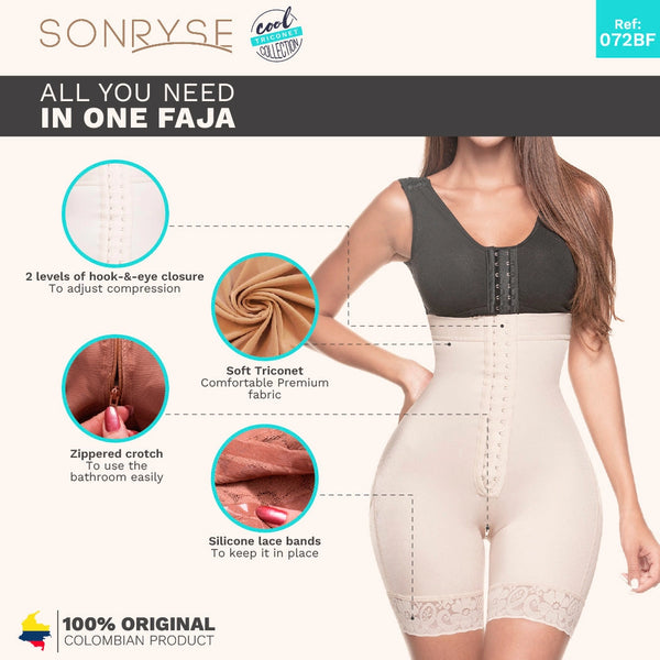 SONRYSE TR72BF | Butt Lifter Tummy Control Shapewear Bodysuit | Daily Use | Triconet