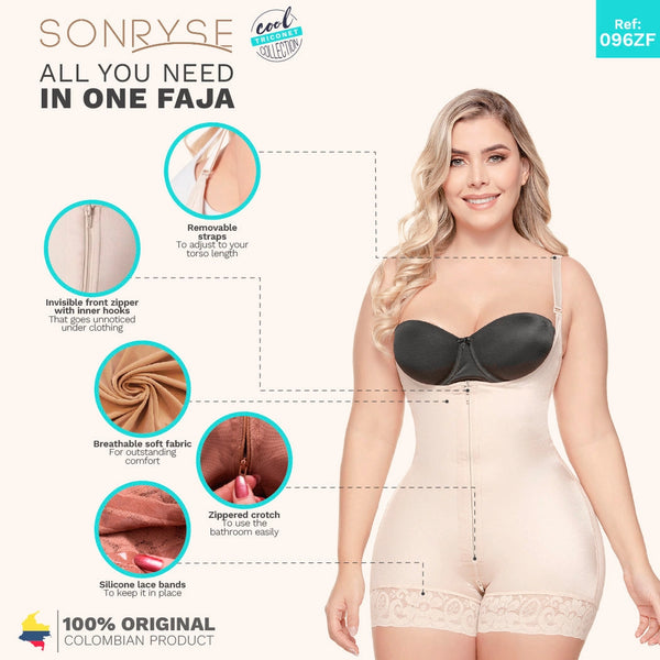 SONRYSE TR96ZF | Colombian Butt Lifter Shapewear Bodysuit | Dress Nightout and Daily Use | Triconet