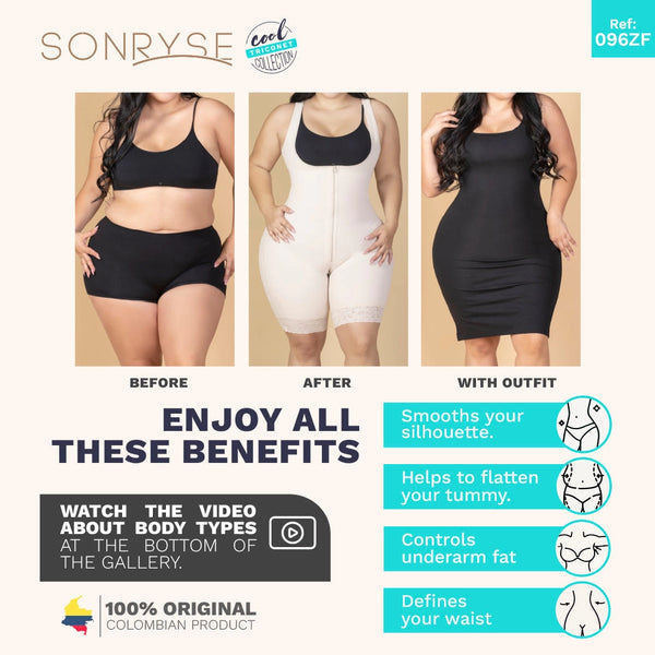 SONRYSE TR96ZF | Colombian Butt Lifter Shapewear Bodysuit | Dress Nightout and Daily Use | Triconet