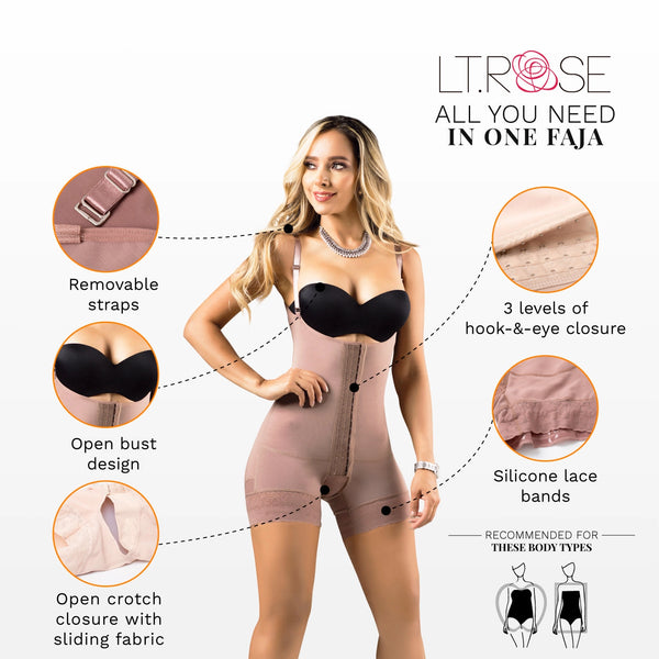 LT.Rose 21113 Open Bust Mid Thighs Butt-Lifting Girdle with Adjustable Straps |  Everyday Use