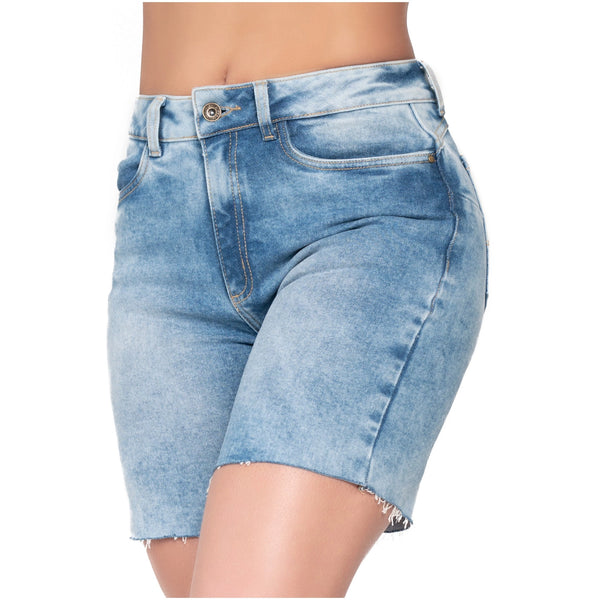 Lowla 232361 | High Rise Butt Lifter Shorts Denim Distressed Jeans for Women