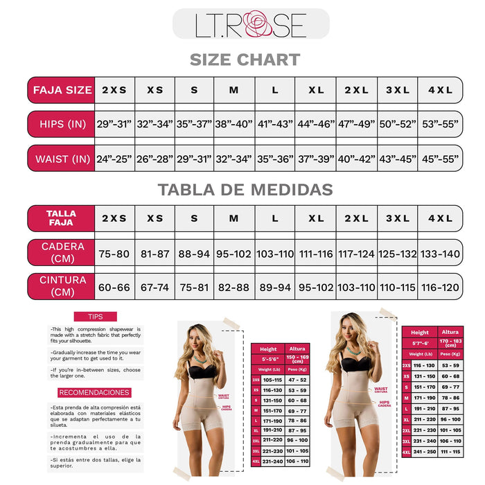 LT.Rose 1020 | Colombian Shapewear Fajas Waist Trainer Tummy Control Latex for Woman | Daily Use
