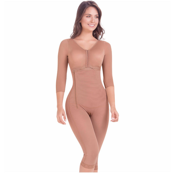 Fajas MariaE 9292 | Tummy Control Postoperative Full Shapewear with Sleeves | Powernet