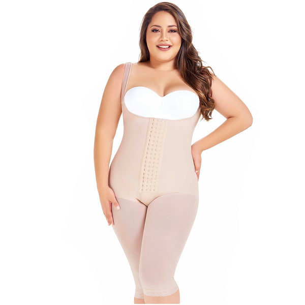 Fajas MariaE 9382 | Post Surgery Body Shaper | Postpartum Butt Lifting Girdle | Open Bust & Knee Length - Pal Negocio