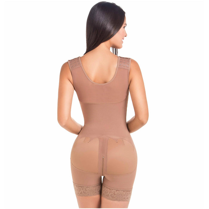 Fajas MariaE FQ105 | Post Surgery Shapewear with Over Bust Strap | 2nd Stage | Powernet