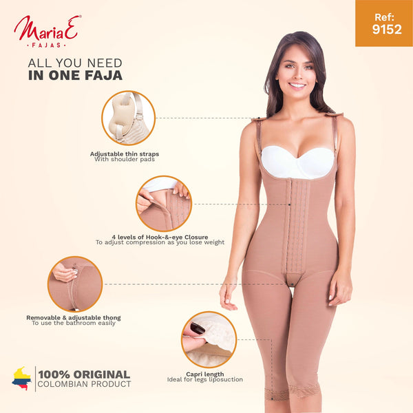 Fajas MariaE 9152 | Postoperative Women's Shapewear with Shoulder Pads | Daily and Postsurgical Use | Powernet