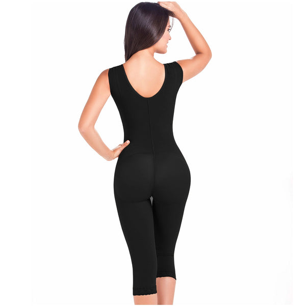 Fajas MariaE 9262 | Colombian Postpartum Full Body Body Shaper for Women | Knee Length & Bra | Powernet