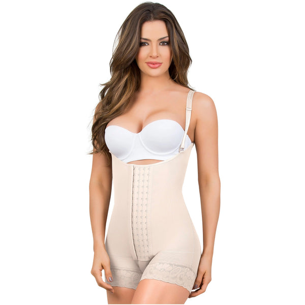 Fajas MariaE 9434 | Colombian Postpartum Boyshort Shapewear for Women | Strapless & Tummy Control | Powernet