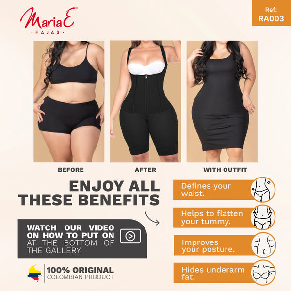 Fajas MariaE RA003 Fajas Colombianas Tummy Control Compression Garment | Open Bust Shapewear | Powernet