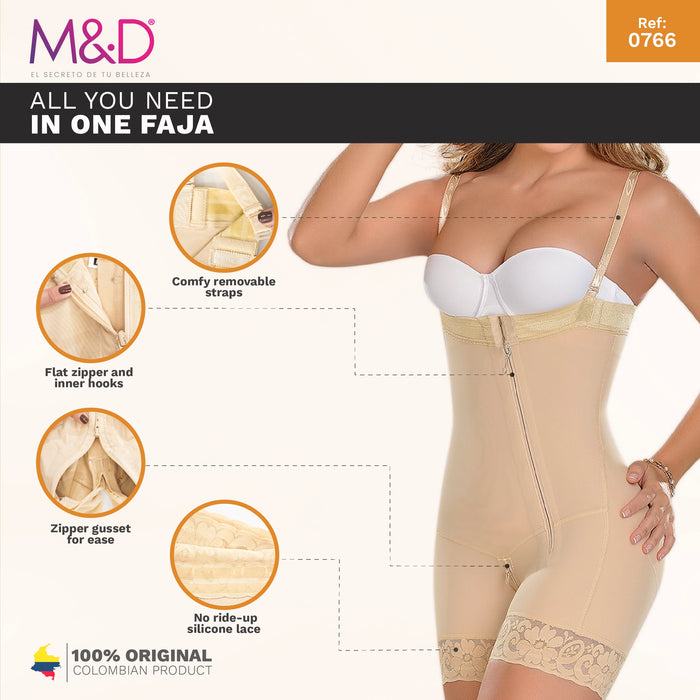 Fajas MYD 0766 Mid Thigh Strapless Body Shaper for Women / Powernet