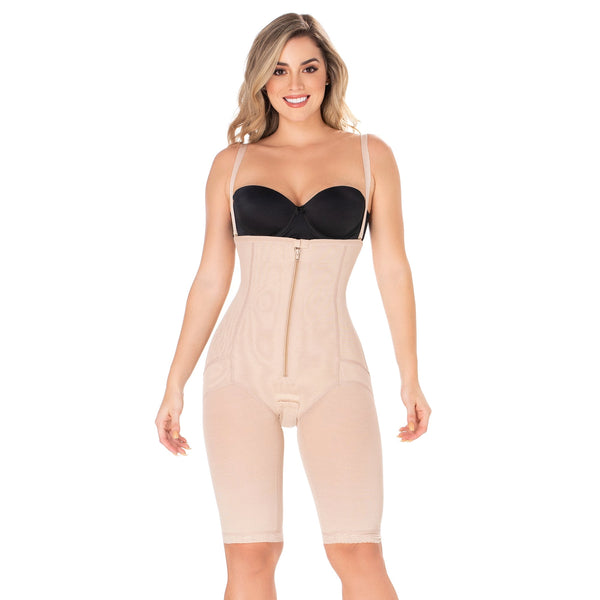 Diane & Geordi 2414-A | Postpartum Butt Lifter Tummy Control Capri Shapewear | Open Bust Knee Length Body Shaper for Women | Powernet