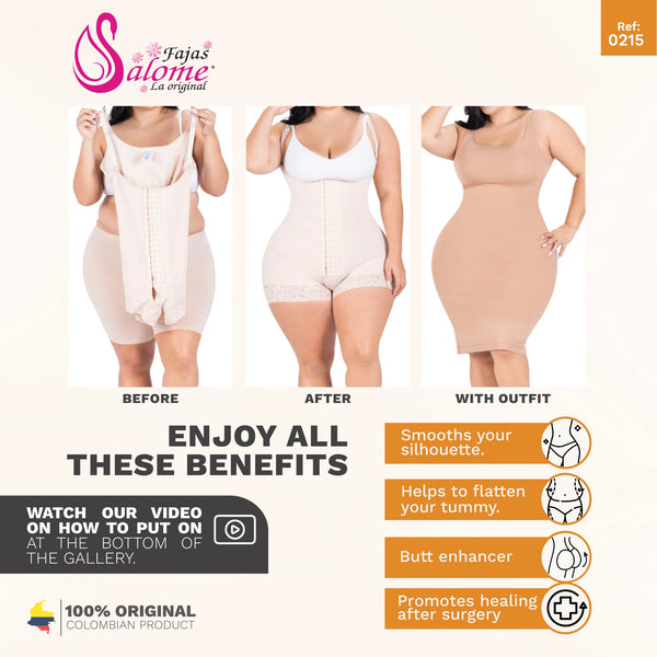 Fajas Salome 0215 | Postpartum Body Shaper after Pregnancy Girdle | Daily Use Strapless Butt Lifter Shapewear for Dress