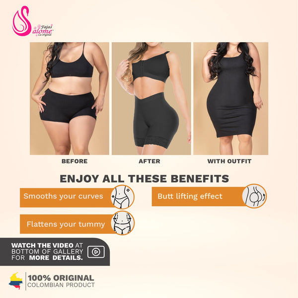 Fajas Salome 0321 | High Waist Compression Slimmer Butt Lifter Shapewear Shorts | Powernet