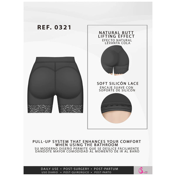 Fajas Salome 0321 | High Waist Compression Slimmer Butt Lifter Shapewear Shorts | Powernet - Pal Negocio