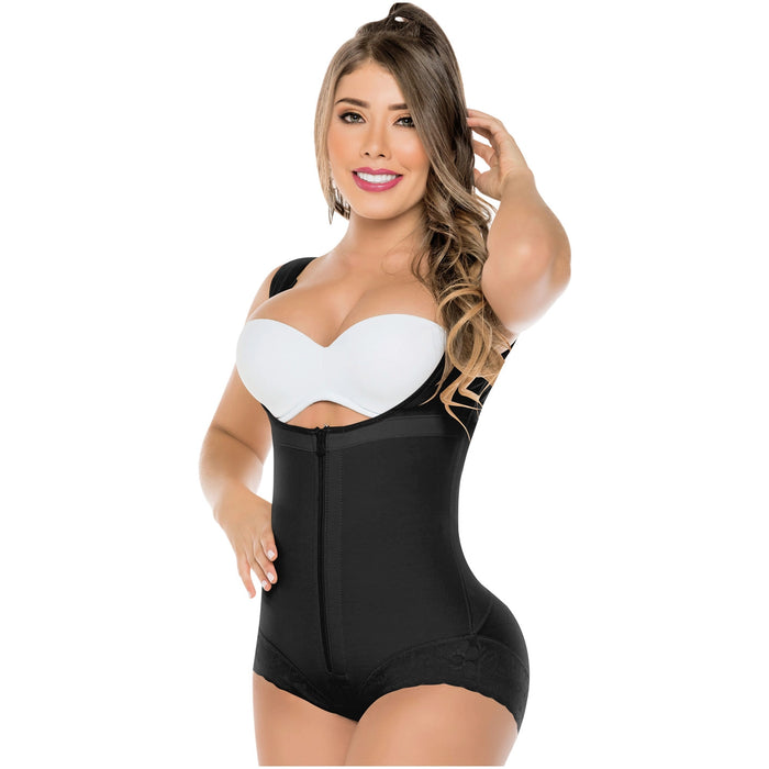 Fajas Salome 411 | Open Bust Panty Post Op Faja Shapewear for Women with Wide Straps and Front Zipper | Powernet