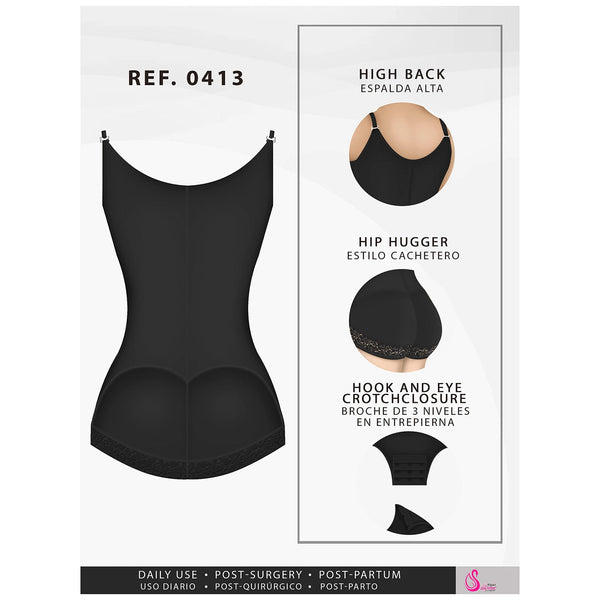 Fajas Salome 0413| Butt Lifter Tummy Control Shapewear for Women | Open Bust Hiphugger Bodysuit | Powernet - Pal Negocio