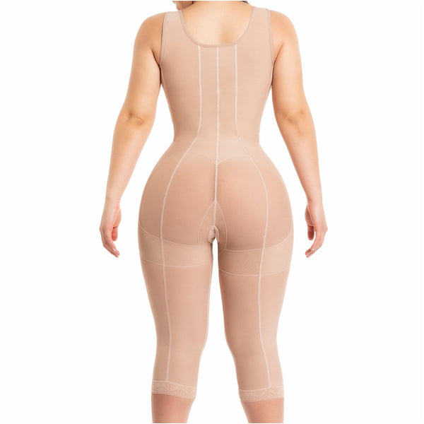 Fajas Salome 0520 | Open Bust Post Surgery Full Body Shaper for Women | Butt Lifter Knee Length Bodysuit | Powernet