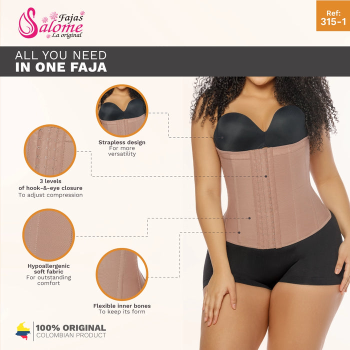 Salome 315-1-CCB | Waist Trainer Fajas Colombianas with Hooks | Powernet