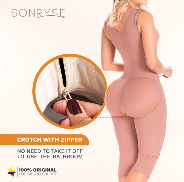 SONRYSE 014ZL | Colombian Shapewear Knee Length with Built-in bra & High Back | Post Surgery and Postpartum Use