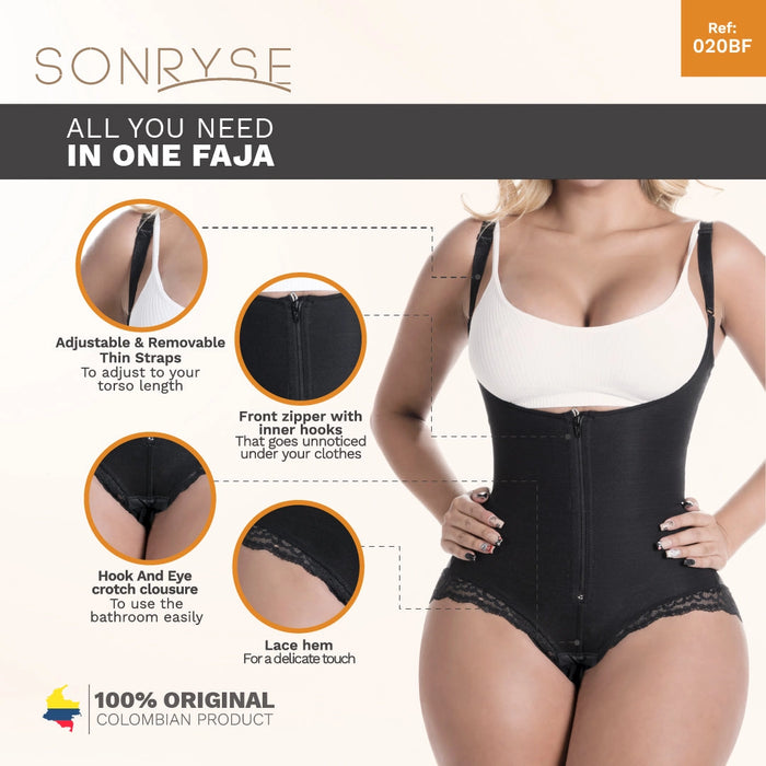 SONRYSE 021ZF | Post Surgery Fajas after Tummy Tuck and Lipo | Open Bust Panty Shapewear Bodysuit | Powernet