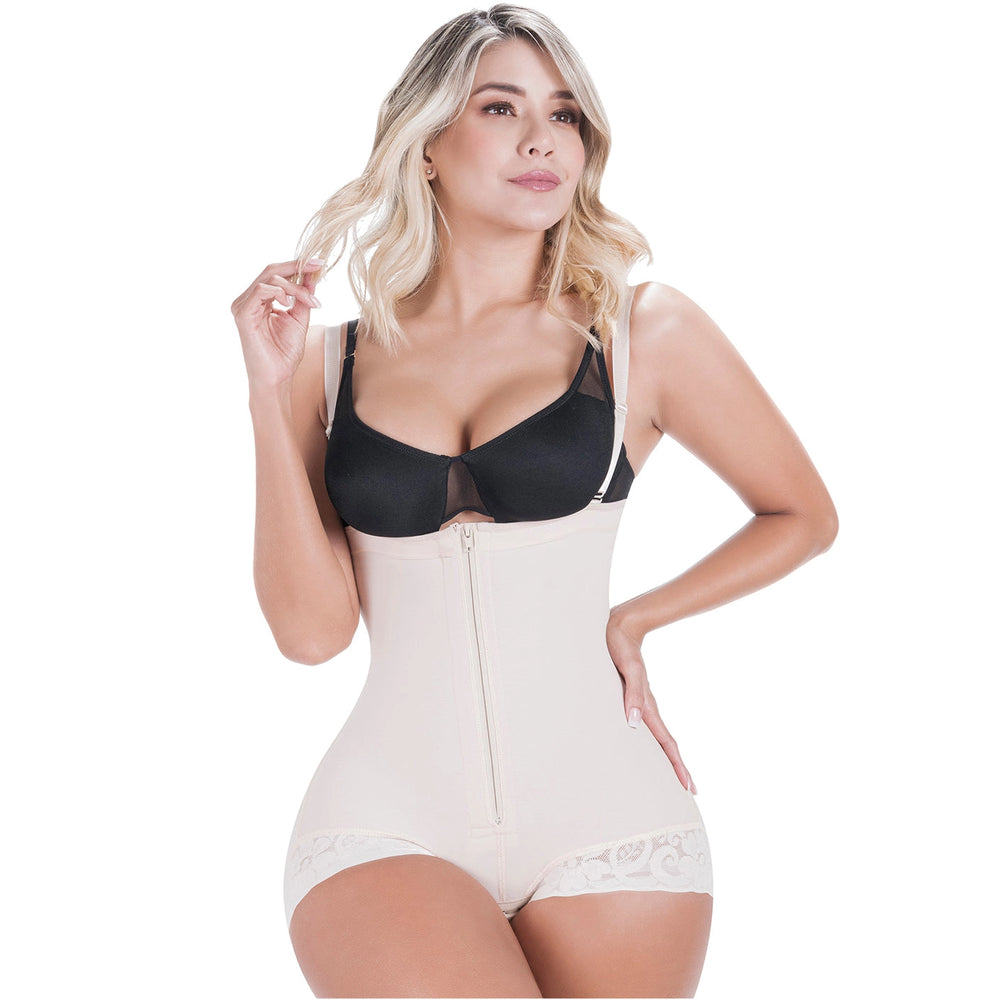 SONRYSE 021ZF | Post Surgery Fajas after Tummy Tuck and Lipo | Open Bust Panty Shapewear Bodysuit | Powernet