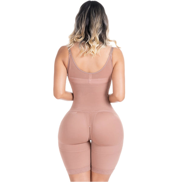 SONRYSE 048BF | Fajas Colombianas Post Surgery Open Bust Shapewear Compression Garment | Postpartum Mid Thigh Girdle | Powernet