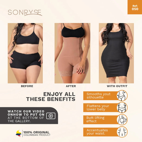 SONRYSE 050ZL | Fajas Colombianas Postpartum Stage 2 Lipo Compression Garment | Daily Use Open Bust & Tummy Tuck Shapewear | Powernet