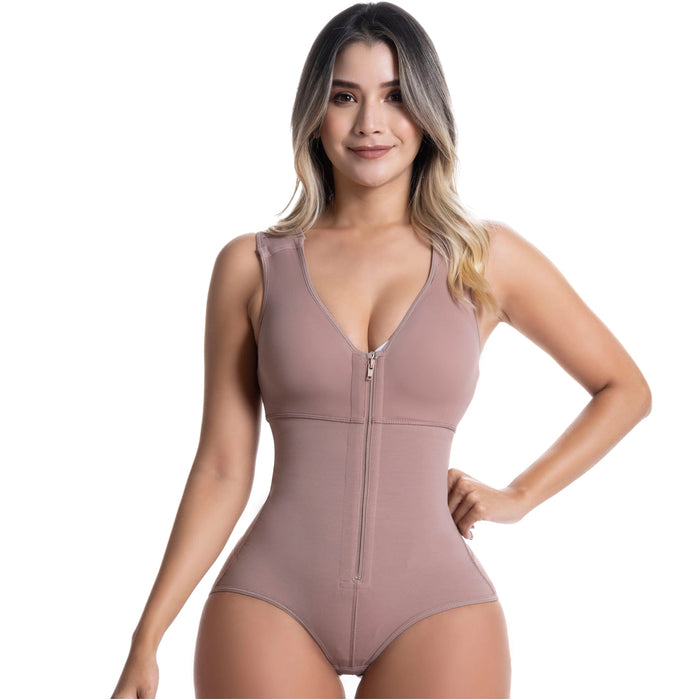 SONRYSE 055ZF | Panty Bodysuit Shapewear with Built-in Bra | Postpartum and Daily Use | Powernet