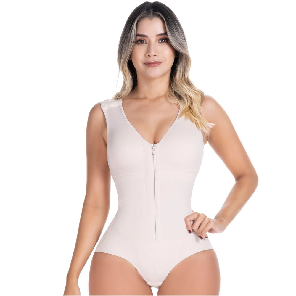 SONRYSE 055ZF | Panty Bodysuit Shapewear with Built-in Bra | Postpartum and Daily Use | Powernet