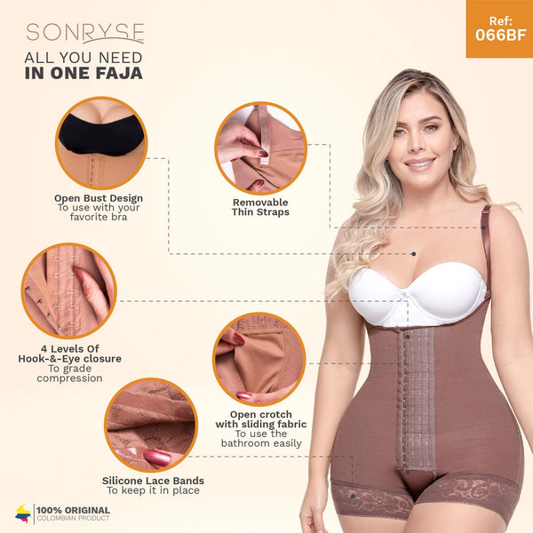 SONRYSE 066 |  Colombian Postpartum Bodysuit Shapewear | Butt Lifting Effect & Tummy Control | Powernet