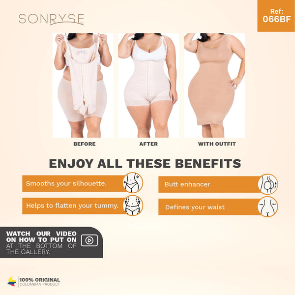 SONRYSE 066 |  Colombian Postpartum Bodysuit Shapewear | Butt Lifting Effect & Tummy Control | Powernet