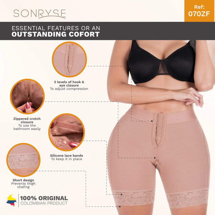 SONRYSE 070ZF | Fajas Colombianas Control Bum Lift Shapewear Shorts | Daily Use | Powernet