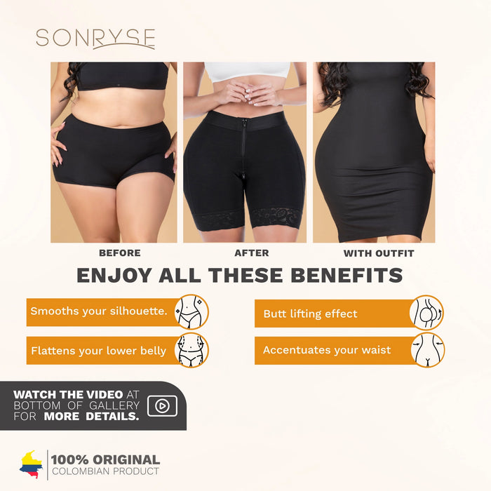 SONRYSE 070ZF | Fajas Colombianas Control Bum Lift Shapewear Shorts | Daily Use | Powernet