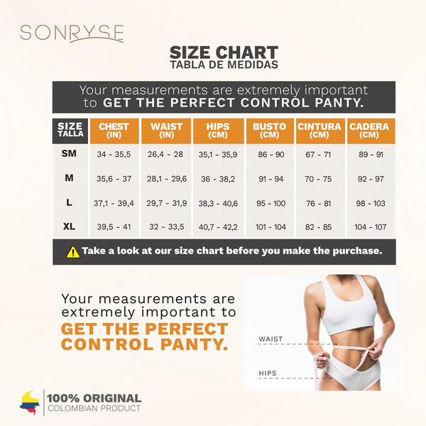 SONRYSE 072BF | Fajas Colombianas Tummy Control Butt Lifting Shapewear Shorts | Daily Use | Powernet