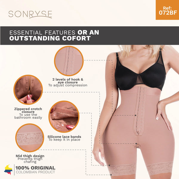 SONRYSE 072BF | Fajas Colombianas Tummy Control Butt Lifting Shapewear Shorts | Daily Use | Powernet