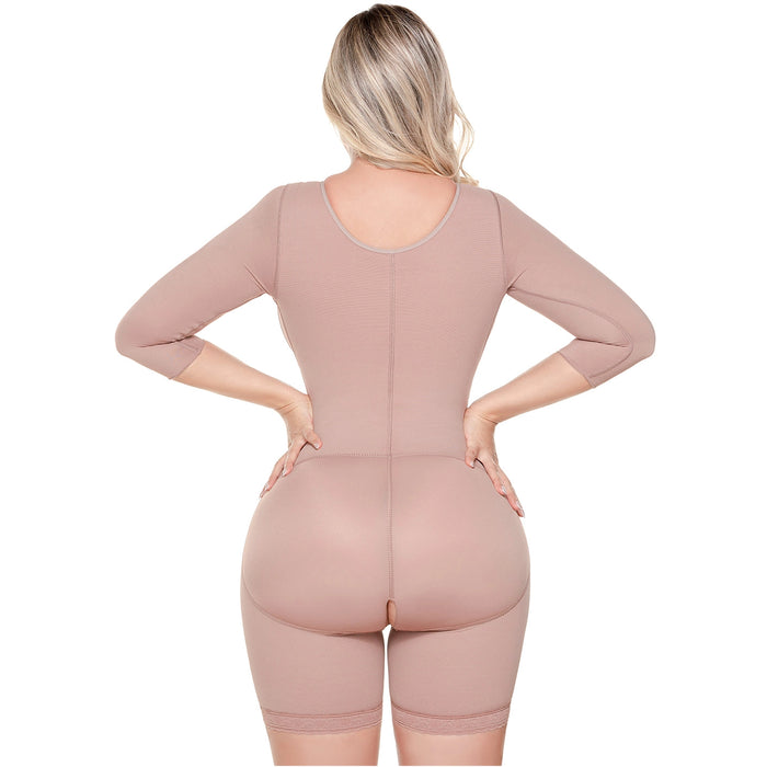 SONRYSE 103BF | Shapewear After Surgery for Women with Built-In Bra | Mid thigh Girdle with Sleeves | Powernet