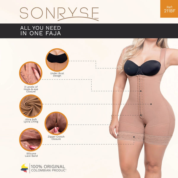 SONRYSE 211BF | Butt Lifter Colombian Bodysuit Shapewear | Postpartum and Everyday Use | Powernet