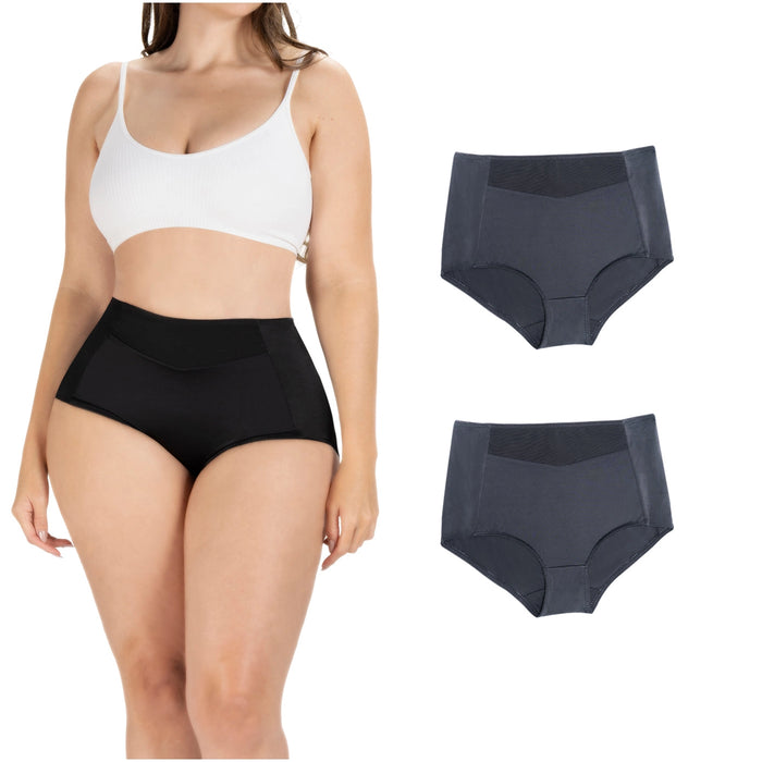 Sonryse SP645NC | 2-Pack Fajas Colombianas Tummy Control High Waist Seamless Shapewear Panties