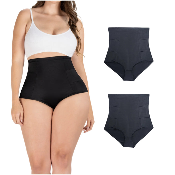 Sonryse SP607NC | 2-Pack | Fajas Colombianas High Waisted Tummy Control Seamless Shapewear Panties