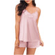 SONRYSE 379 | Two Piece Women's Satin Sleepwear Silk Robes with Lace Details | Short & Top | Daily Useily Use