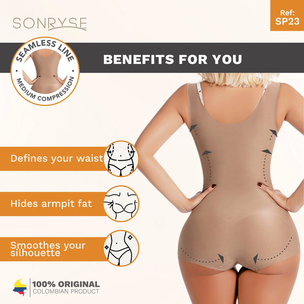 Sonryse SP23NC | Open Bust Daily Use Bodysuit Tummy Control for Women | Ultra light Microfiber