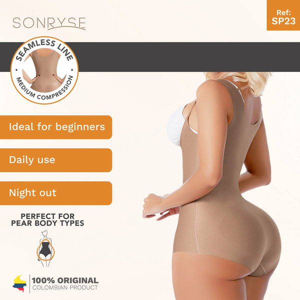 Sonryse SP23NC | Open Bust Daily Use Bodysuit Tummy Control for Women | Ultra light Microfiber