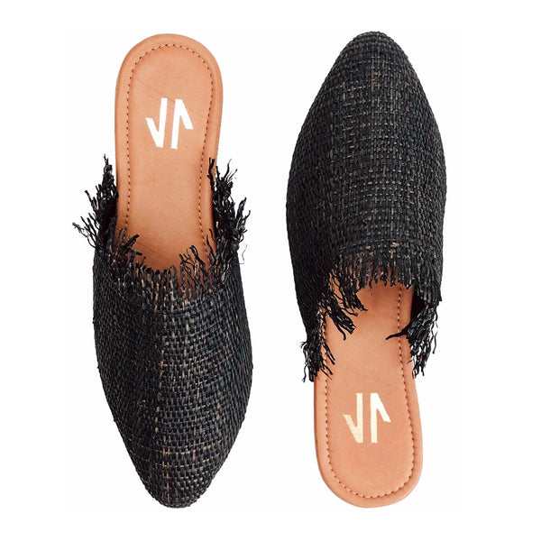 Silvia Cobos Lorica Flat Mules Black - Pal Negocio