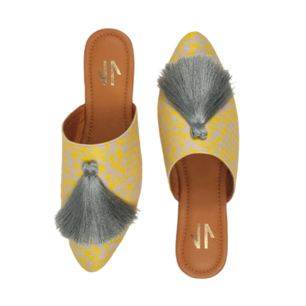 Silvia Cobos Milonga Animal Print Yellow Mules