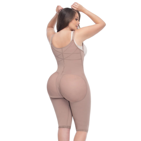 UpLady 6172 | Open Bust Tummy Control Butt Lifter Knee Length Bodysuit | Powernet